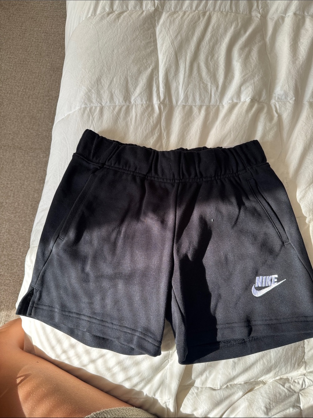 Nike Girls Black Athletic Shorts with White Logo